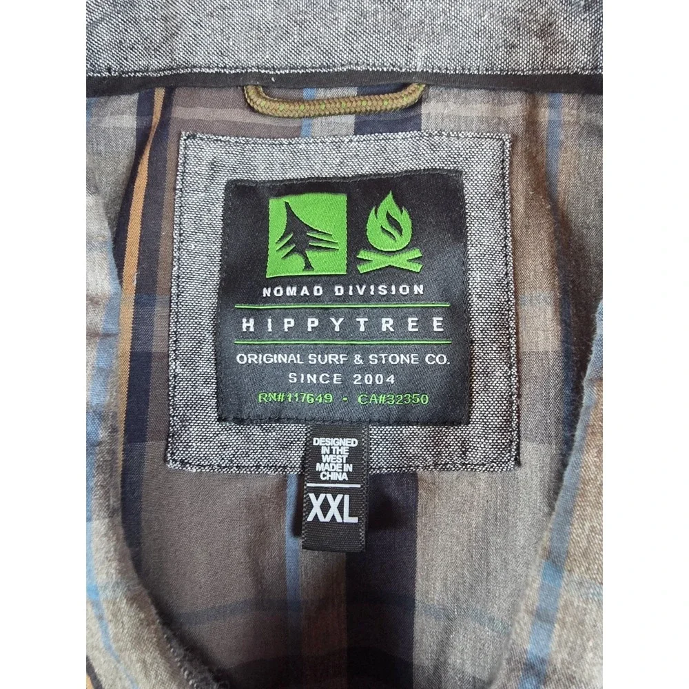 HippyTree Nomad Division Men's Brown Plaid Button Up Size 2XL